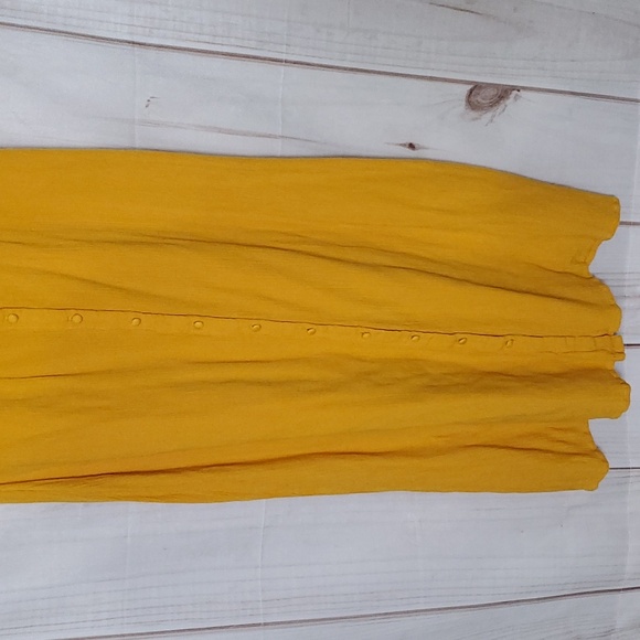 Vero Moda Yellow Button Up Square Neck Cotton Dress Size M Fall/Spring/Summer - Picture 7 of 9